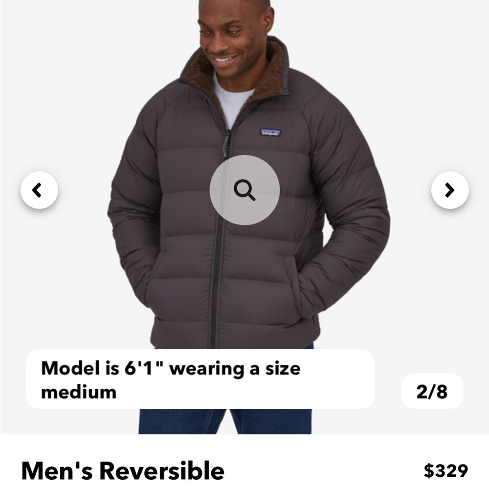 Patagonia Men's Reversible Puffer Jacket - Black Small New without Tags